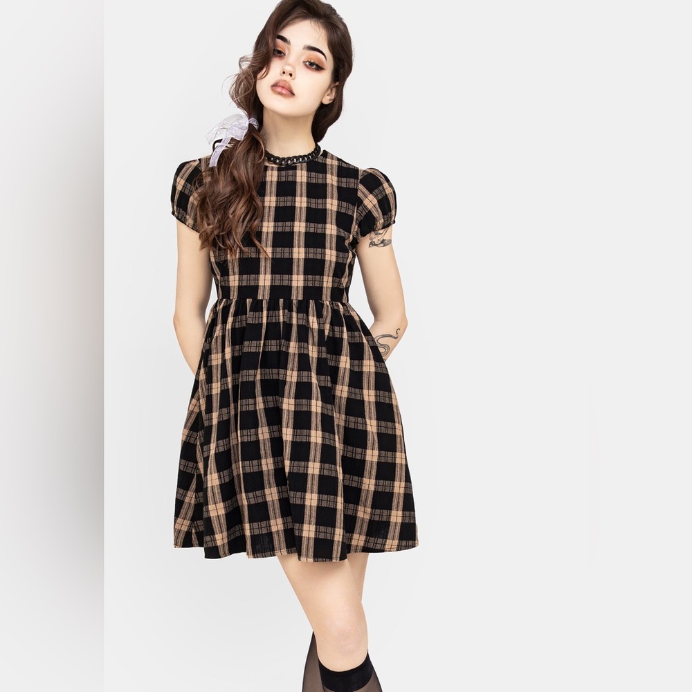 Disturbia Backspace Check Mini Skater Dress US 8 / UK 12